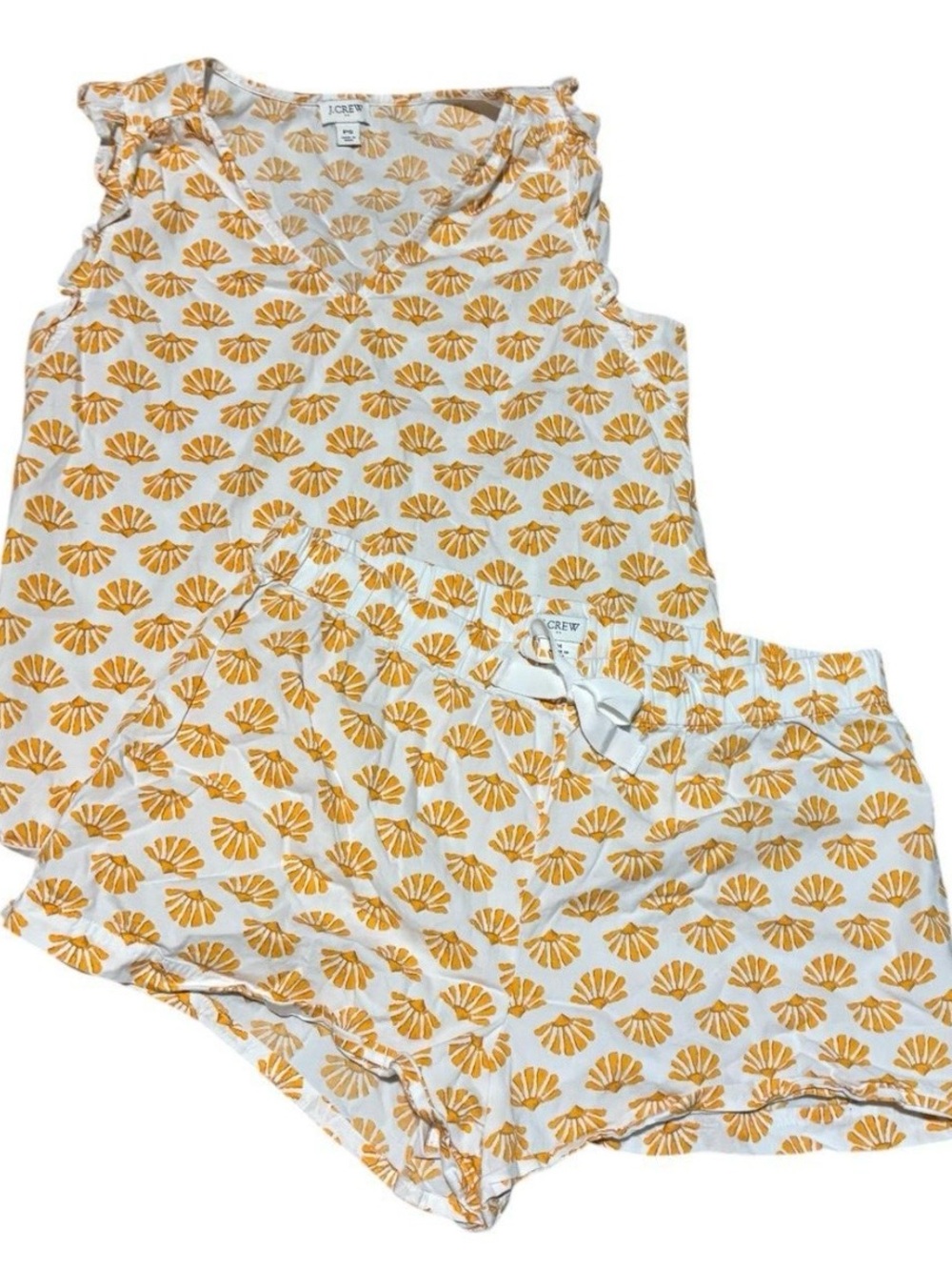 J. Crew White and Orange Shell-Print Sleep Set
